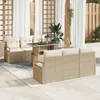 Image de Ensemble De CanapÃ©s De Jardin Vidaxl 7 PiÃ¨ces Avec Coussins Beige Rotin Poly, CanapÃ© De Jardin 2 Places Vidaxl Avec Rangement & Coussins Beige Rotin Poly