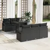 Image de Ensemble De CanapÃ© De Jardin De 7 PiÃ¨ces Avec Coussins Rattan Poly Noir, CanapÃ© De Jardin 2 Places Avec Rangement & Coussins Rattan Poly Noir