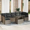 Image de CanapÃ© De Jardin 8 PiÃ¨ces Avec Coussins Gris Rotin SynthÃ©tique, CanapÃ© De Jardin 2 Places Avec Rangement Et Coussins Gris Rotin SynthÃ©tique