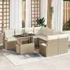 Image de Vidaxl Ensemble De CanapÃ© De Jardin 9 PiÃ¨ces Avec Coussins Beige Rattan Poly, Vidaxl CanapÃ© De Jardin 2 Places Avec Rangement & Coussins Beige Rattan Poly