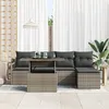 Image de Ensemble De 6 CanapÃ©s De Jardin Avec Coussins Gris Poly-Rattan, CanapÃ© De Jardin 2 Places Avec Rangement & Coussins Gris Poly-Rattan