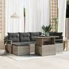 Image de Ensemble De CanapÃ© De Jardin 7 PiÃ¨ces Avec Coussins Gris Poly Rattan, CanapÃ© De Jardin 2 Places Avec Rangement & Coussins Gris Poly Rattan