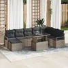 Image de Ensemble De CanapÃ© De Jardin 9 PiÃ¨ces Avec Coussins Gris Rotin, CanapÃ© De Jardin 2 Places Avec Rangement Et Coussins Gris Rotin