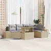Image de Set De CanapÃ© De Jardin Vidaxl 6 PiÃ¨ces Beige, Gris Rattan, Polyester