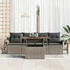 Image de Ensemble De 5 PiÃ¨ces De CanapÃ© De Jardin Avec Coussins En Rattan Poly Gris, CanapÃ© De Jardin 2 Places Avec Rangement & Coussins En Rattan Poly Gris