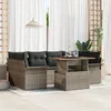 Image de Ensemble De CanapÃ© De Jardin 7 PiÃ¨ces Avec Coussins Gris En Rotin SynthÃ©tique, CanapÃ© De Jardin 2 Places Avec Rangement Et Coussins Gris En Rotin SynthÃ©tique