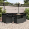 Image de vidaXL Ensemble De Canapé De Jardin De 7 Pièces Avec Coussins Noir Poly Rotin Vidaxl, Canapé De Jardin De 2 Places Avec Rangement & Coussins Noir Poly Rotin Vidaxl