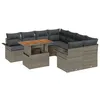 Image de Ensemble De CanapÃ©s De Jardin 9 PiÃ¨ces Avec Coussins En Poly Rattan Gris, CanapÃ© De Jardin 2 Places Avec Rangement & Coussins En Poly Rattan Gris