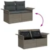 Image de Ensemble De CanapÃ© De Jardin 6 PiÃ¨ces Avec Coussins En Rotin Polygris, CanapÃ© De Jardin 2 Places Avec Rangement Et Coussins En Rotin Polygris