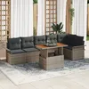 Image de Ensemble De CanapÃ©s De Jardin Vidaxl De 7 PiÃ¨ces Avec Coussins Gris En Rattan Poly, CanapÃ© De Jardin De 2 Places Vidaxl Avec Rangement Et Coussins Gris En Rattan Poly