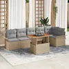 Image de vidaXL Ensemble de Sofa de Jardin de 7 PiÃ¨ces avec Coussins Beige Rattan Poly