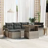 Image de Ensemble De Salon De Jardin 7 PiÃ¨ces Avec Coussins Gris Poly Rotin, CanapÃ© De Jardin 2 Places Avec Rangement Et Coussins Gris Poly Rotin