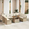 Image de CanapÃ© De Jardin Avec Coussins De 10 PiÃ¨ces En Poly Rattan Beige, CanapÃ© De Jardin 2 Places Avec Rangement Et Coussins En Poly Rattan Beige