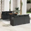 Image de Ensemble De CanapÃ©s De Jardin Vidaxl 7 PiÃ¨ces Avec Coussins Noir Poly Rattan, CanapÃ© De Jardin 2 Places Vidaxl Avec Rangement Et Coussins Noir Poly Rattan