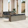 Image de Ensemble De CanapÃ© De Jardin De 9 PiÃ¨ces Avec Coussins En Gris Poly Rotin, CanapÃ© De Jardin 2 Places Avec Rangement & Coussins En Gris Poly Rotin