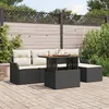 Image de CanapÃ©s De Jardin 6 PiÃ¨ces Avec Coussins Noirs En Poly Rattan, CanapÃ© De Jardin 2 Places Avec Rangement Et Coussins Noirs En Poly Rattan