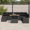 Image de Ensemble De CanapÃ© De Jardin 9 PiÃ¨ces Avec Coussins Noir Rattan SynthÃ©tique, CanapÃ© Jardin 2 Places Avec Rangement Et Coussins Noir Rattan SynthÃ©tique