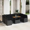 Image de Ensemble De CanapÃ©s De Jardin De 10 PiÃ¨ces Avec Coussins En Poly Rattan Noir, CanapÃ© De Jardin 2 Places Avec Rangement & Coussins Poly Rattan Noir