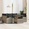 Image de Ensemble De CanapÃ© De Jardin De 7 PiÃ¨ces Avec Coussins Gris En Poly Rotin, CanapÃ© De Jardin 2 Places Avec Rangement Et Coussins Gris En Poly Rotin