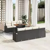 Image de Ensemble De CanapÃ© De Jardin De 8 PiÃ¨ces Avec Coussins Noir En Poly Rattan, CanapÃ© De Jardin 2 Places Avec Rangement & Coussins Noir En Poly Rattan