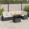 Image de Ensemble De CanapÃ© De Jardin Vidaxl 7 PiÃ¨ces Avec Coussins Noir Poly Rotin, CanapÃ© De Jardin 2 Places Avec Rangement Et Coussins Noir Poly Rotin