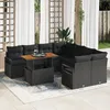 Image de Vidaxl Ensemble De CanapÃ©s De Jardin 9 PiÃ¨ces Avec Coussins Noir Rattan Poly, Vidaxl CanapÃ© De Jardin 2 Places Avec Rangement & Coussins Noir Rattan Poly