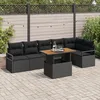Image de Ensemble De CanapÃ©s De Jardin 7 PiÃ¨ces Avec Coussins Noir En Poly Rattan, CanapÃ© De Jardin 2 Places Avec Rangement Et Coussins Noir En Poly Rattan