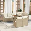 Image de Ensemble De Sofa De Jardin De 9 PiÃ¨ces Avec Coussins Beige Poly Rotin, Sofa De Jardin 2 Places Avec Rangement Et Coussins Beige Poly Rotin