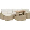 Image de Vidaxl CanapÃ© De Jardin 7 PiÃ¨ces Avec Coussins Beige Rotin Poly