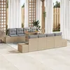 Image de vidaXL Ensemble canapÃ© jardin 7 piÃ¨ces avec coussins beige en rotin poly