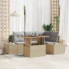 Image de Vidaxl Ensemble De CanapÃ© De Jardin 5 PiÃ¨ces Avec Coussins Beige En Polyrotin
