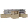 Image de Vidaxl Ensemble De CanapÃ© De Jardin 6 PiÃ¨ces Avec Coussins Beige Poly Rattan