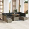 Image de Vidaxl Ensemble De CanapÃ© De Jardin De 10 PiÃ¨ces Avec Coussins Gris En Rotin Poly