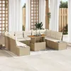 Image de vidaXL Vidaxl Ensemble De Canapé De Jardin 10 Pièces Avec Coussins Beige Rotin Synthétique