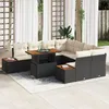 Image de Ensemble De CanapÃ© De Jardin 9 PiÃ¨ces Avec Coussins Noirs En Poly Rattan, CanapÃ© De Jardin 2 Places Avec Rangement & Coussins Noirs En Poly Rattan