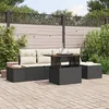 Image de Ensemble de CanapÃ© Jardin vidaXL 6 piÃ¨ces avec coussins en rattan poly noir, CanapÃ© jardin 2 places vidaXL avec rangement et coussins en rattan poly noir