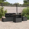 Image de Ensemble De CanapÃ© De Jardin De 6 PiÃ¨ces Avec Coussins En Poly Rattan Noir, CanapÃ© De Jardin 2 Places Avec Rangement & Coussins En Poly Rattan Noir