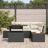 Image de Ensemble De CanapÃ©s De Jardin 5 PiÃ¨ces Avec Coussins Noir Rattan Poly, CanapÃ© De Jardin 2 Places Avec Rangement Et Coussins Noir Rattan Poly