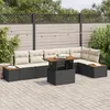 Image de CanapÃ© De Jardin 7 PiÃ¨ces Avec Coussins Noir Poly Rotin, CanapÃ© De Jardin 2 Places Avec Rangement Et Coussins Noir Poly Rotin