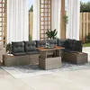 Image de Vidaxl Ensemble De CanapÃ©s De Jardin 7 PiÃ¨ces Avec Coussins Gris En Poly Rotin