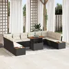 Image de Ensemble De CanapÃ© De Jardin 11 PiÃ¨ces Avec Coussins Noir Poly Rattan, CanapÃ© 2 Places Avec Rangement & Coussins Noir Poly Rattan