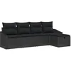 Image de vidaXL Ensemble de 5 CanapÃ©s de Jardin avec Coussins Noir Rattan Poly
