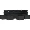 Image de Vidaxl Ensemble De CanapÃ© De Jardin 7 PiÃ¨ces Avec Coussins Noir Poly Rotin