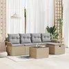 Image de Vidaxl Ensemble De CanapÃ© De Jardin Modulable 6 PiÃ¨ces Avec Coussins En Rotin Beige, Vidaxl CanapÃ© De Jardin 2 Places Avec Rangement Et Coussins En Rotin Beige