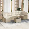 Image de CanapÃ©s Jardin 8 PiÃ¨ces Avec Coussins Beige Poly Rotin, CanapÃ© Jardin 2 Places Avec Rangement Et Coussins Beige Poly Rotin