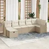 Image de Vidaxl Ensemble De CanapÃ©s De Jardin 7 PiÃ¨ces Avec Coussins Beige Poly Rattan, Vidaxl CanapÃ© De Jardin 2 Places Avec Rangement & Coussins Beige Poly Rattan