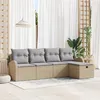Image de Ensemble De Sofa De Jardin 5 PiÃ¨ces Avec Coussins Beige Poly Rattan, Sofa De Jardin 2 Places Avec Rangement Et Coussins Beige Poly Rattan
