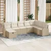 Image de Ensemble De CanapÃ©s De Jardin Vidaxl 8 PiÃ¨ces Avec Coussins Beige Poly Rattan, CanapÃ© De Jardin 2 Places Vidaxl Avec Rangement & Coussins Beige Poly Rattan