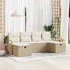 Image de Ensemble De CanapÃ©s De Jardin 6 PiÃ¨ces Avec Coussins Beige Rattan SynthÃ©tique, CanapÃ© De Jardin 2 Places Avec Rangement & Coussins Beige Rattan SynthÃ©tique