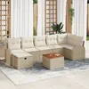 Image de Ensemble De CanapÃ© De Jardin De 8 PiÃ¨ces Avec Coussins Beige Poly Rattan, CanapÃ© De Jardin 2 Places Avec Rangement Et Coussins Beige Poly Rattan